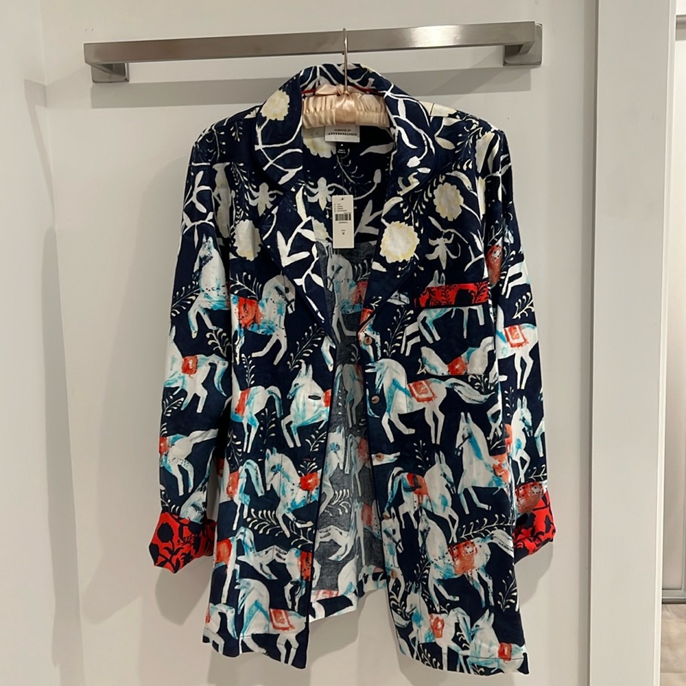 Anthropologie Cornelia O'Donovan Sweet Dreams Horse Flannel Pajama Shirt Size M.